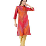 Womens Multicolour Silk Cotton Long Kurti
