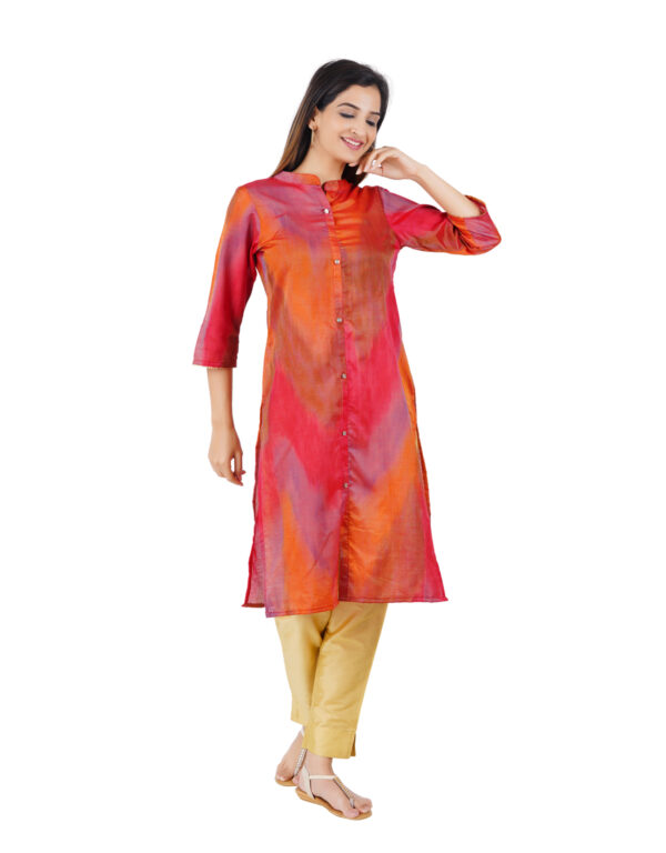 Womens Multicolour Silk Cotton Long Kurti