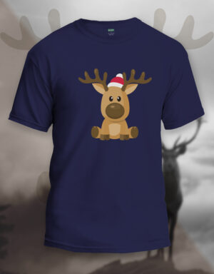 Mens Reindeer Christmas Round Neck T-Shirt